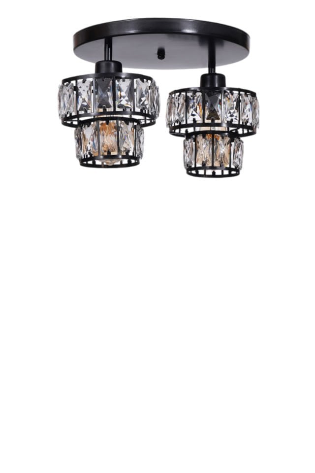 LEO 2 Lİ TEPSİLİ SİYAH PLAFONYER AVİZE