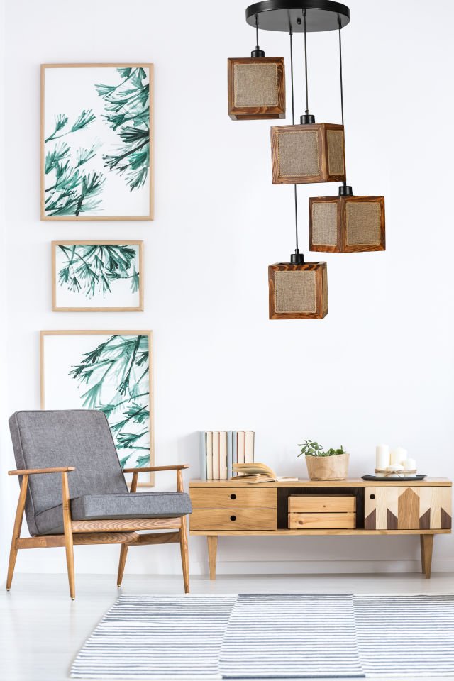 KUMSAL 4 LÜ TEPSİLİ CEVİZ HASIR AVİZE