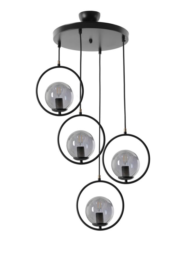 RİNG 4 LÜ TEPSİLİ FÜME CAMLI SİYAH SARKIT