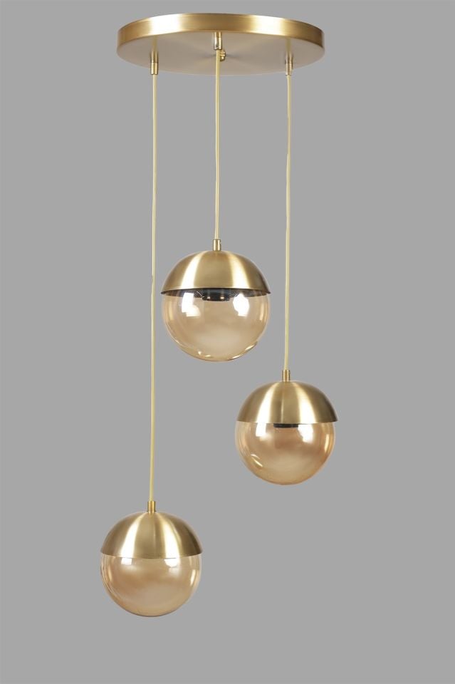 KÜRE 3 LÜ TEPSİLİ ESKİTME BAL CAMLI SARKIT