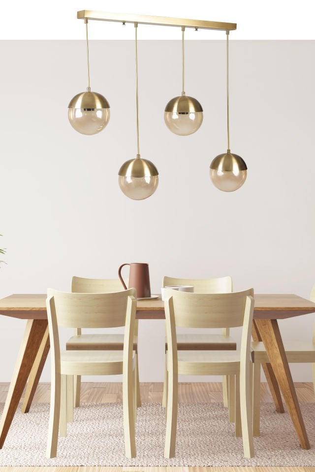 KÜRE 4 LÜ SIRALI ESKİTME BAL CAMLI SARKIT