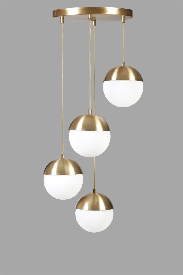 KÜRE 4 LÜ TEPSİLİ ESKİTME BEYAZ CAMLI SARKIT