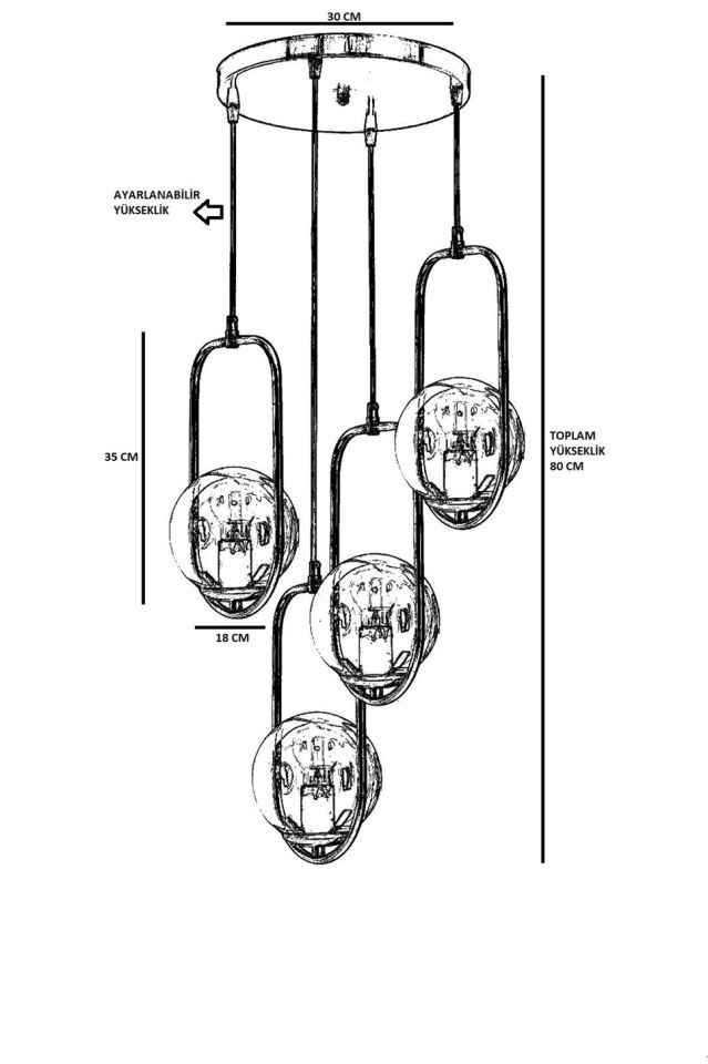 AHU 4 LÜ TEPSİLİ BAL CAMLI ESKİTME SARKIT