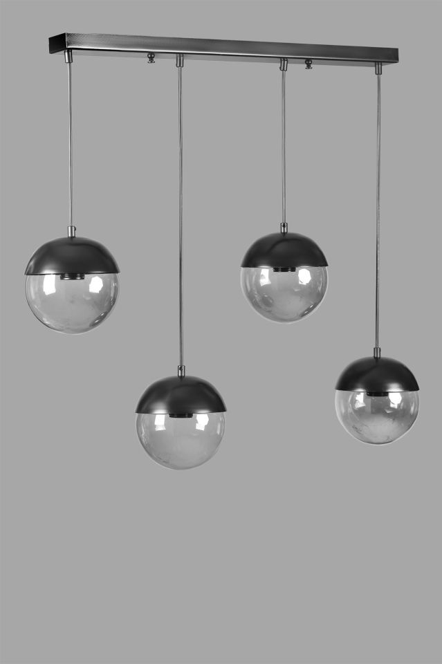 KÜRE 4 LÜ SIRALI SİYAH FÜME CAMLI SARKIT