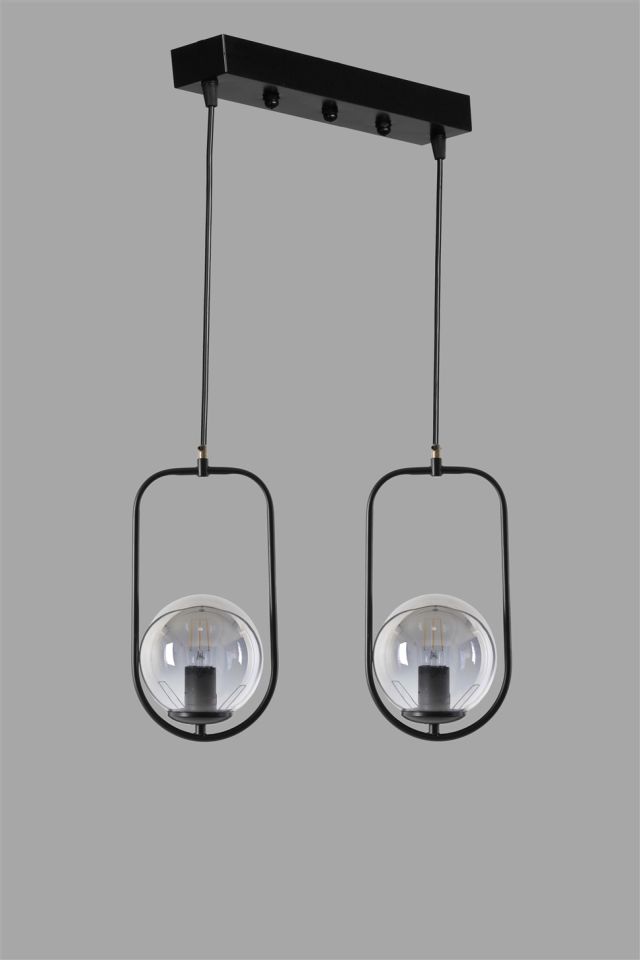 AHU 2 Lİ SIRALI FÜME CAMLI SİYAH SARKIT