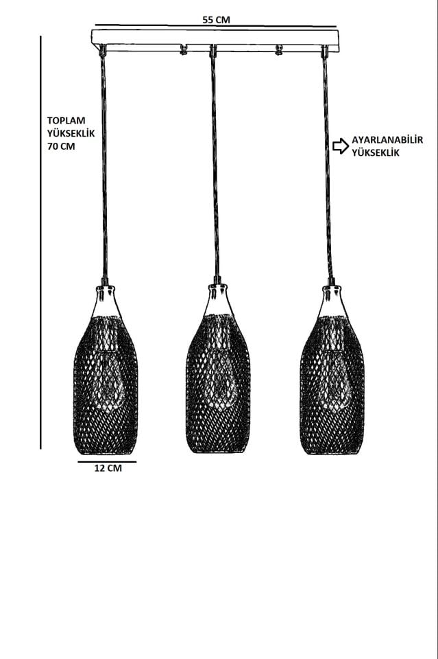 RİO 3 LÜ SIRALI SİYAH SARKIT