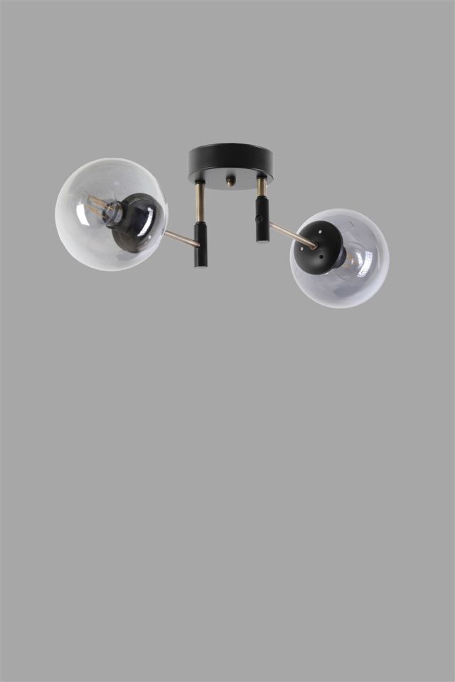 DOLUNAY 2 Lİ SİYAH FÜME CAMLI AVİZE