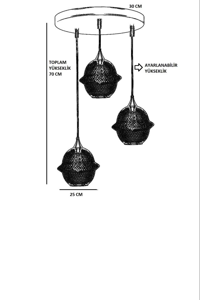 MERKÜR 3 LÜ TEPSİLİ SİYAH SARKIT