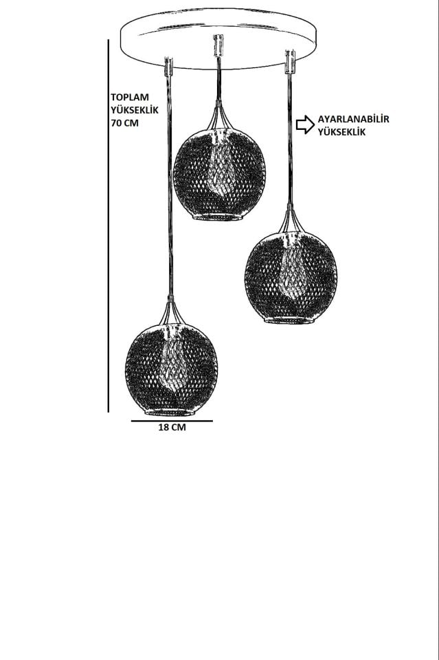 JUPİTER 3 LÜ TEPSİLİ SİYAH SARKIT