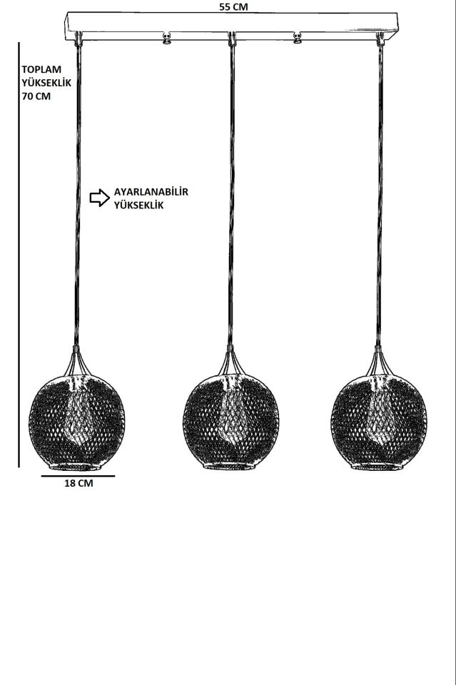 JUPİTER 3 LÜ SIRALI SİYAH SARKIT