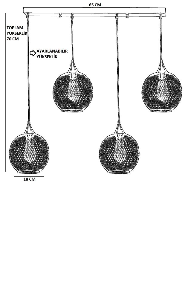 JUPİTER 4 LÜ SIRALI SİYAH SARKIT