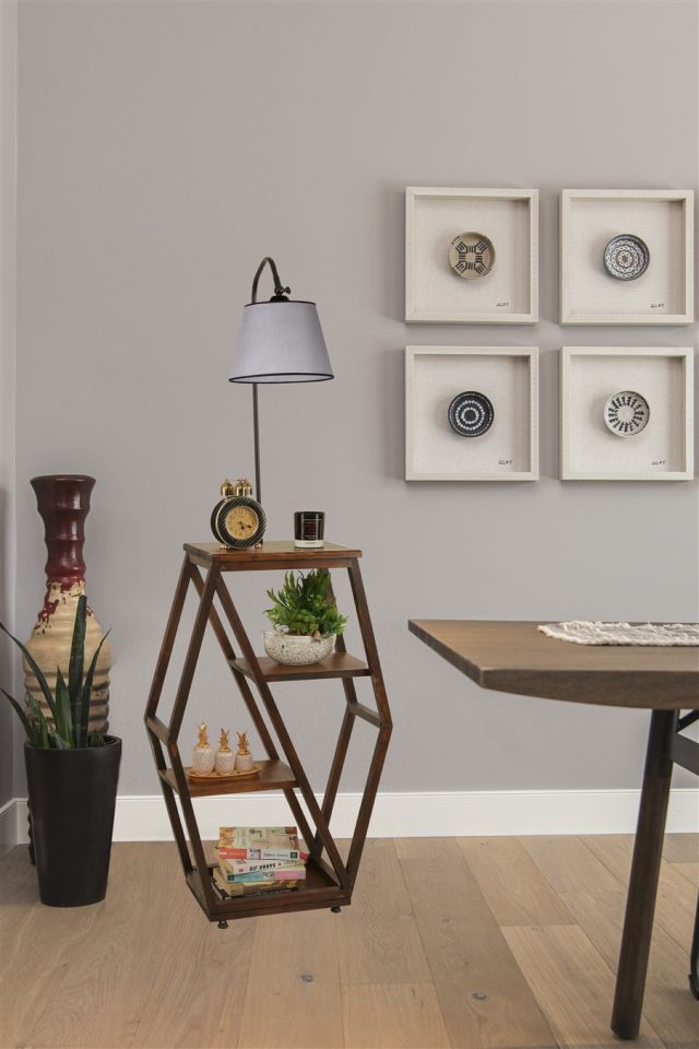 ASOS CEVİZ LAMBADER PRAMİT AÇIK HASIR GRİ ABAJURLU