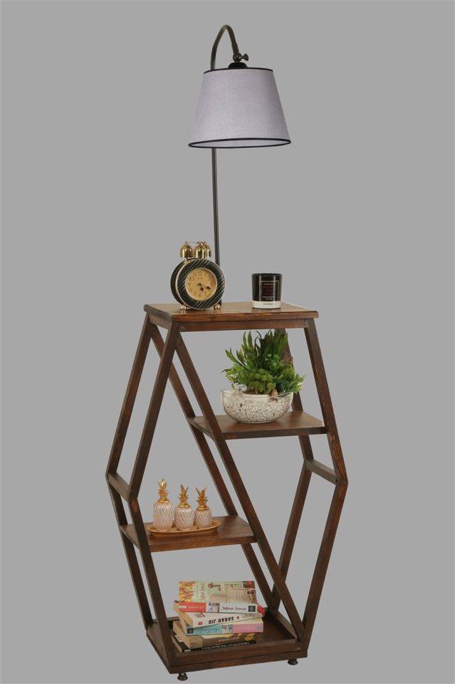 ASOS CEVİZ LAMBADER PRAMİT AÇIK HASIR GRİ ABAJURLU