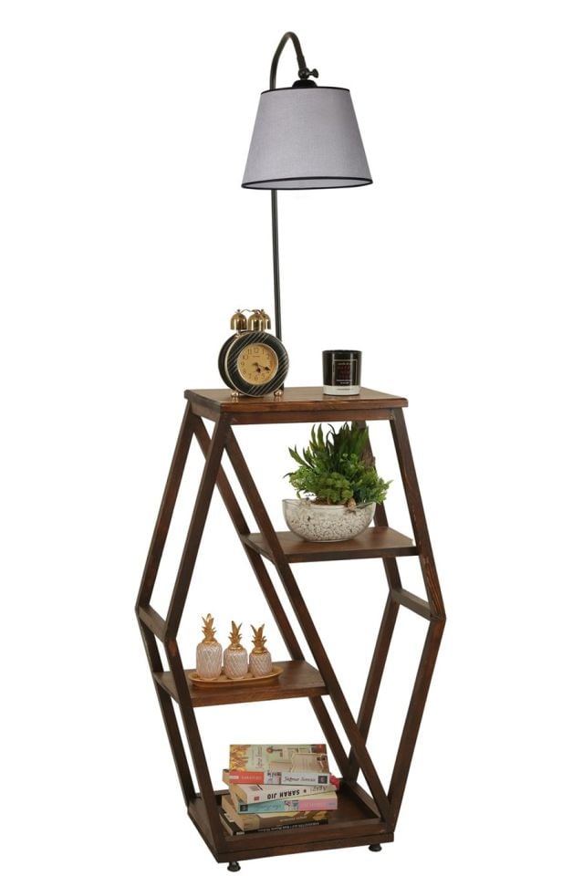 ASOS CEVİZ LAMBADER PRAMİT AÇIK HASIR GRİ ABAJURLU