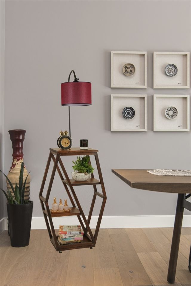 ASOS CEVİZ LAMBADER SİLİNDİR HASIR BORDO ABAJURLU