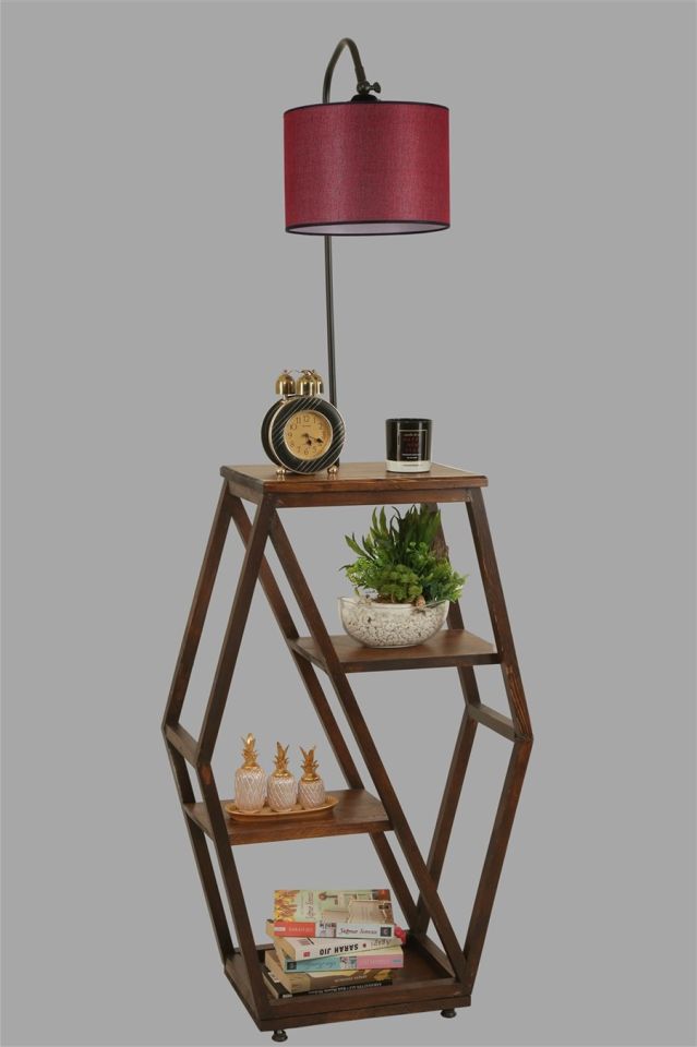 ASOS CEVİZ LAMBADER SİLİNDİR HASIR BORDO ABAJURLU