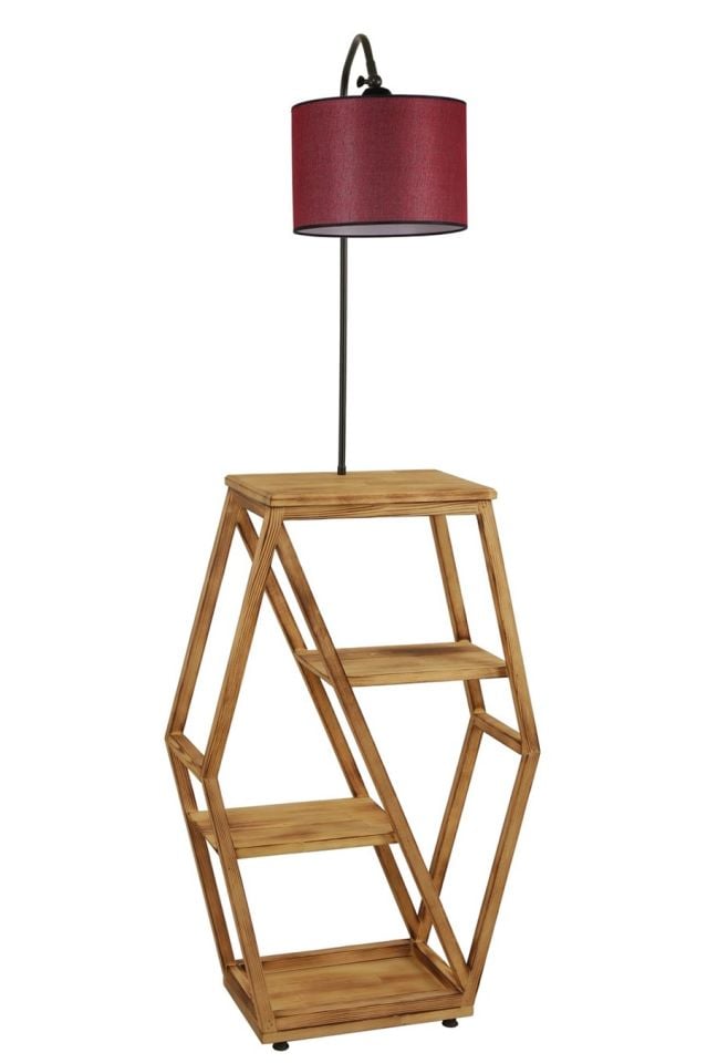 ASOS YANIK LAMBADER SİLİNDİR HASİR BORDO ABAJURLU