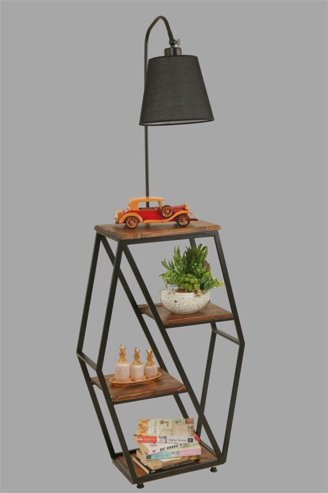 SEMBOL CEVİZ LAMBADER PRAMİT HASIR SİYAH ABAJURLU