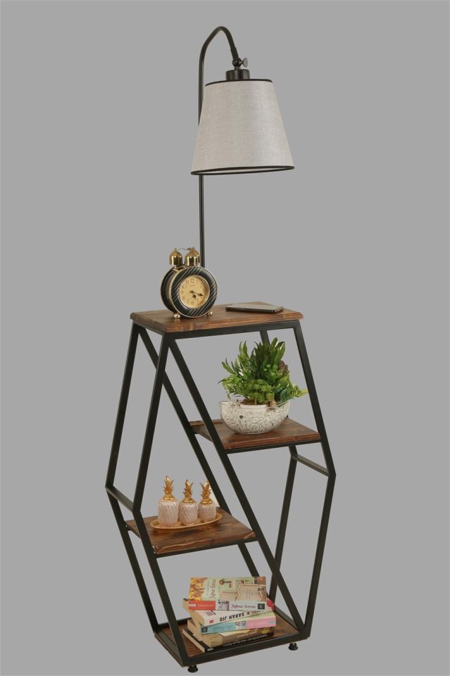 SEMBOL CEVİZ LAMBADER PRAMİT AÇIK HASIR GRİ ABAJURLU