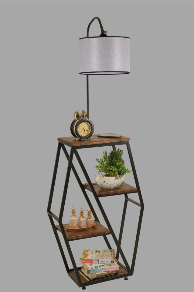 SEMBOL CEVİZ LAMBADER SİLİNDİR AÇIK HASIR GRİ ABAJURLU