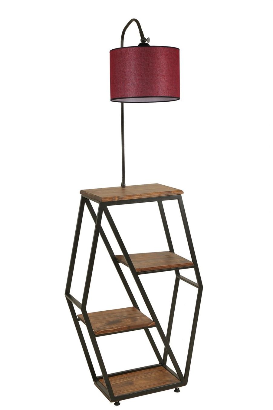 SEMBOL CEVİZ LAMBADER SİLİNDİR HASIR BORDO ABAJURLU