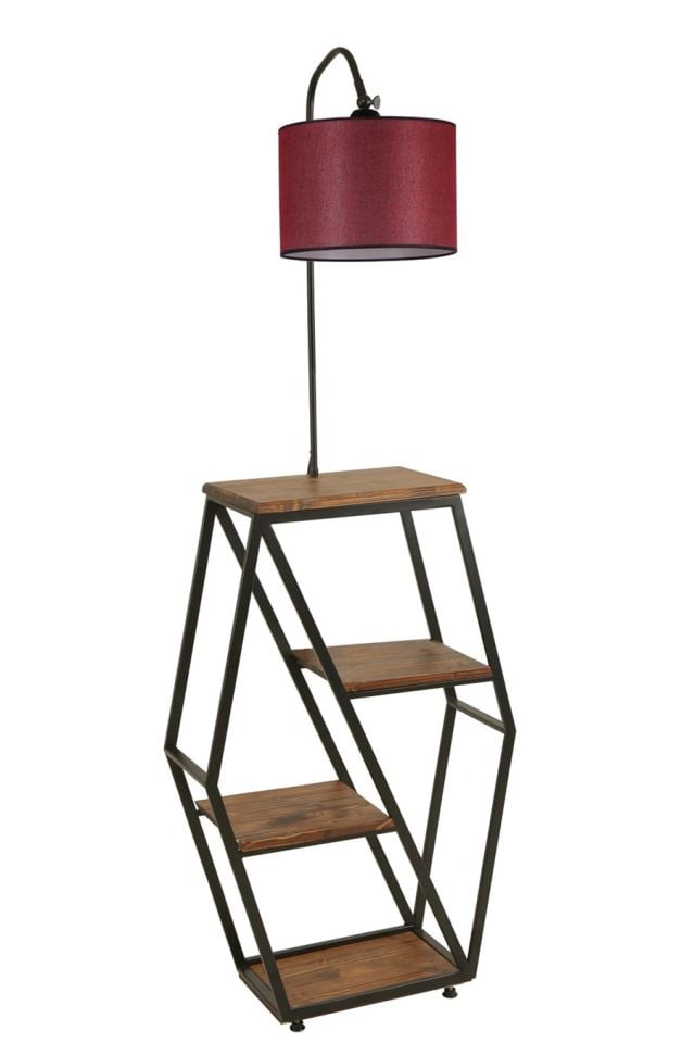 SEMBOL CEVİZ LAMBADER SİLİNDİR HASIR BORDO ABAJURLU