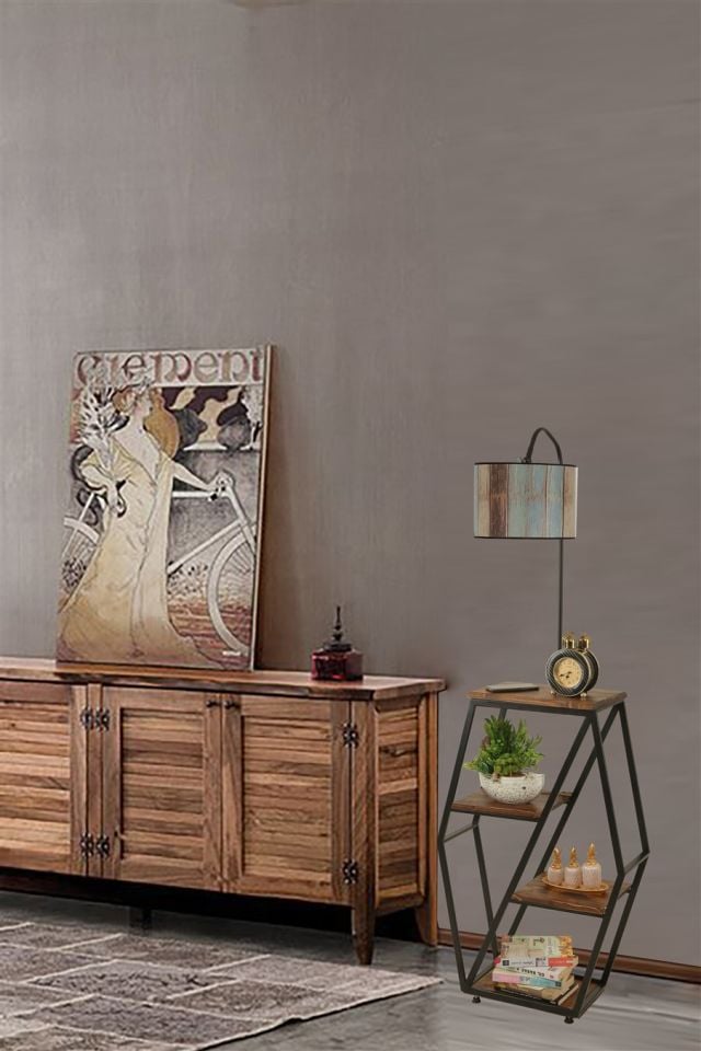 SEMBOL CEVİZ LAMBADER SİLİNDİR RENKLİ ABAJURLU