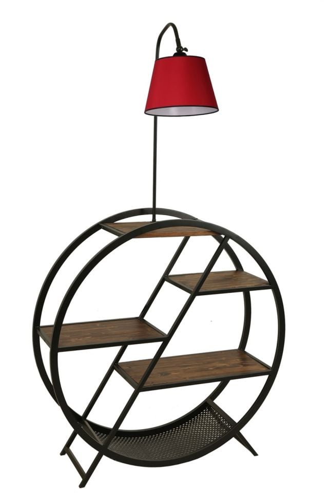 PLÜTON CEVİZ LAMBADER PRAMİT KIRMIZI ABAJURLU