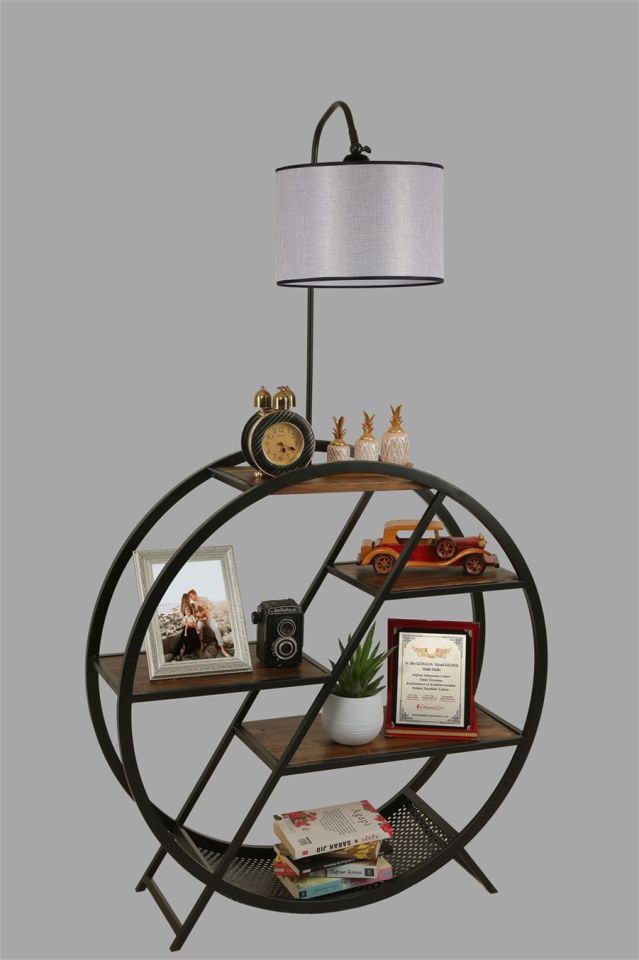 PLÜTON CEVİZ LAMBADER SİLİNDİR AÇIK HASIR GRİ ABAJURLU