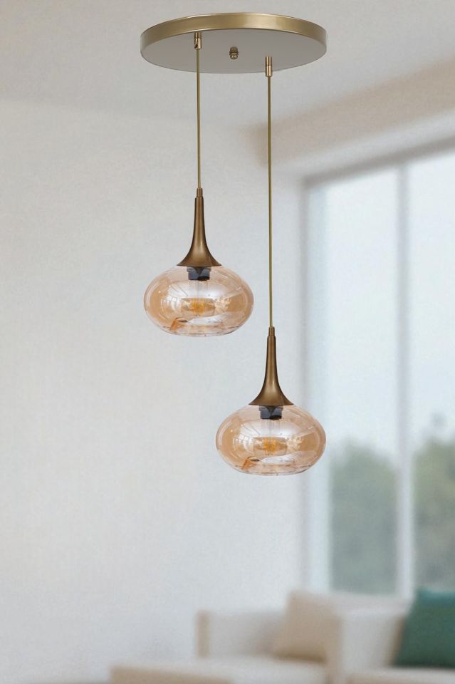 ZARA 2 Lİ TEPSİLİ ESKİTME BAL CAMLI SARKIT