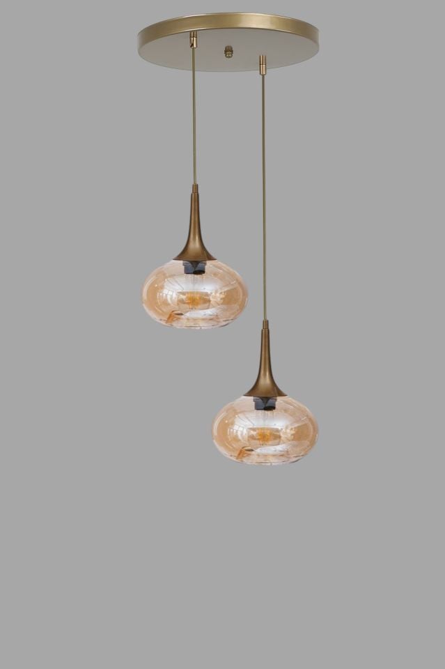 ZARA 2 Lİ TEPSİLİ ESKİTME BAL CAMLI SARKIT