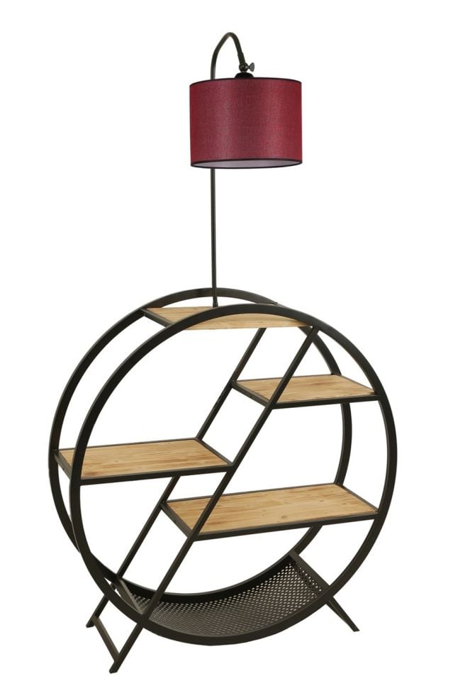 PLÜTON YANIK LAMBADER SİLİNDİR HASIR BORDO ABAJURLU