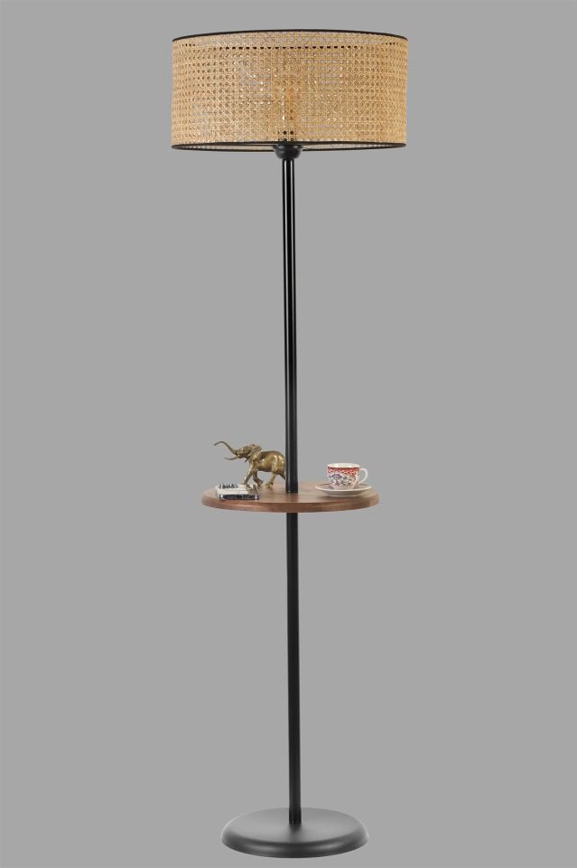 MERCAN SİYAH SEHPALI SİLİNDİR RATTAN LAMBADER