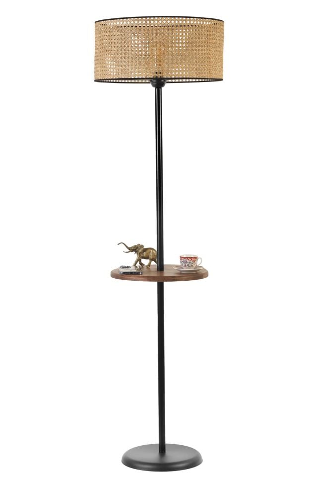 MERCAN SİYAH SEHPALI SİLİNDİR RATTAN LAMBADER