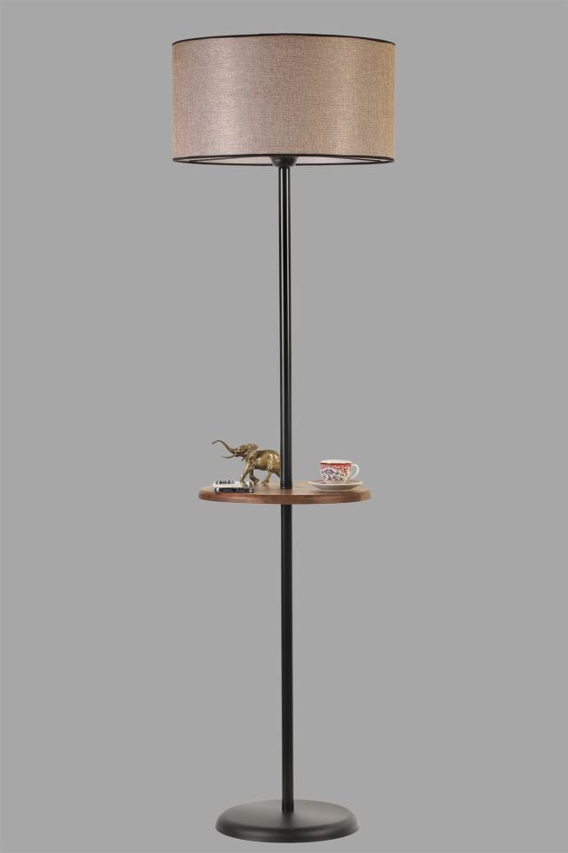 MERCAN SİYAH SEHPALI SİLİNDİR KOYU HASIR LAMBADER