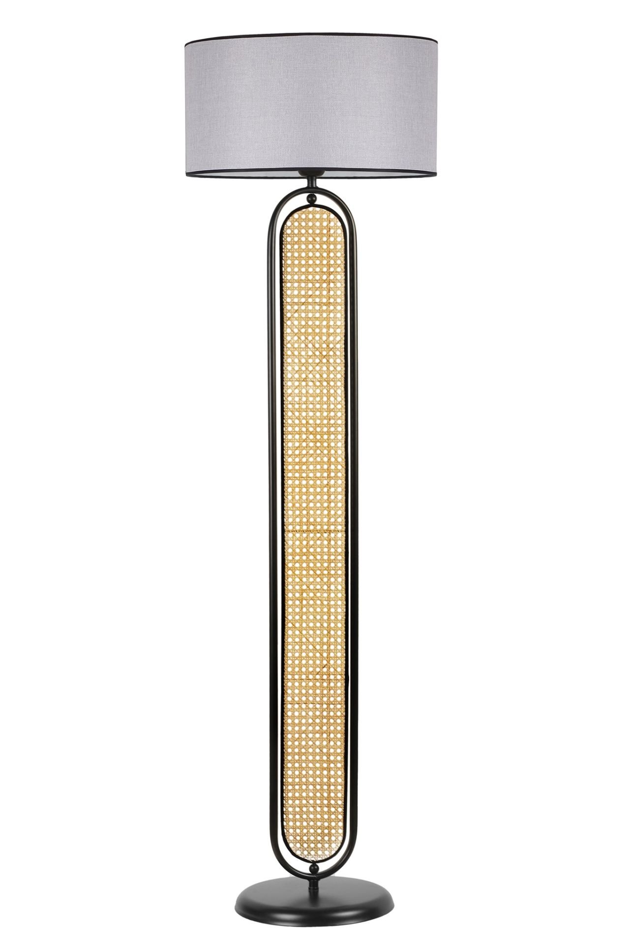 BELİNDA SİYAH SİLİNDİR HASIR GRİ LAMBADER