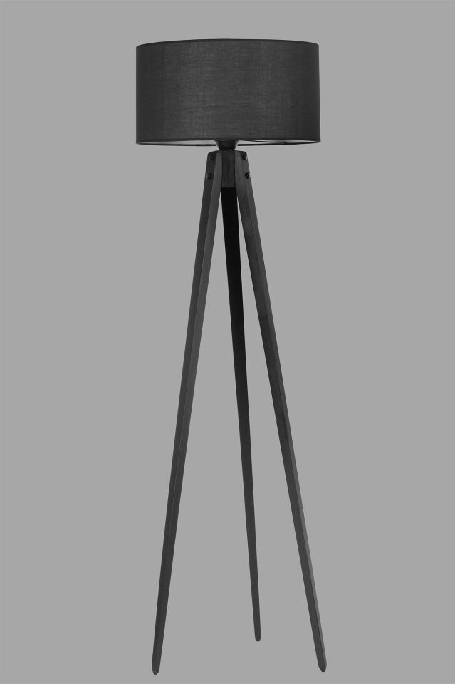 TRİPOD SİYAH SİLİNDİR SİYAH ABAJURLU LAMBADER