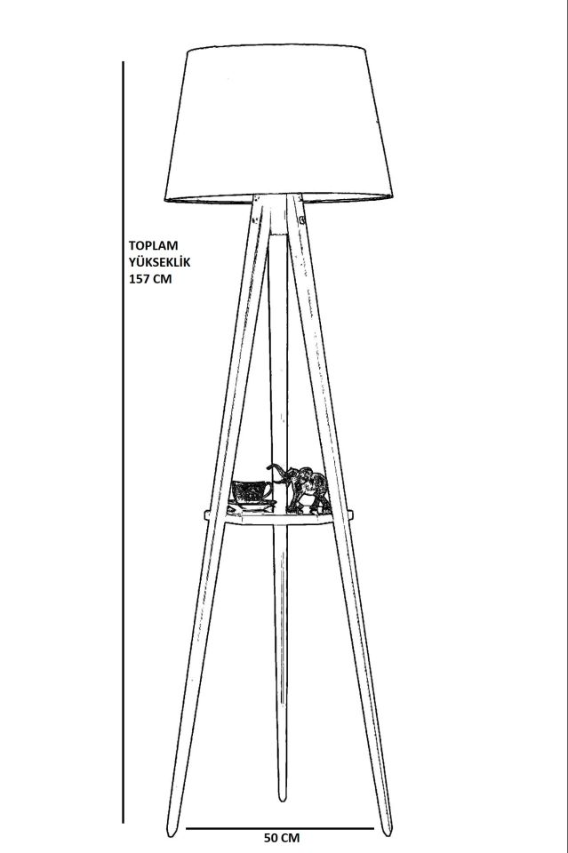 SEHPALI TRİPOD SİYAH PRAMİT SİYAH ABAJURLU LAMBADER