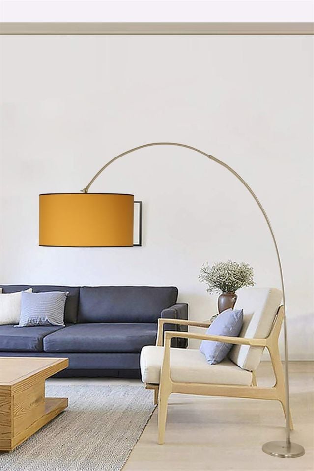 DEVE BOYNU MAT KROM LAMBADER SİLİNDİR HARDAL ABAJURLU