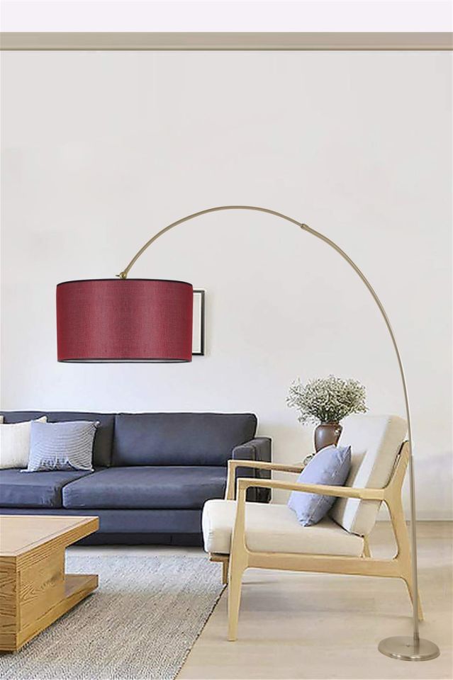 DEVE BOYNU MAT KROM LAMBADER SİLİNDİR HASIR BORDO ABAJURLU