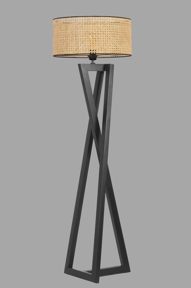 MAÇKA SİYAH SİLİNDİR RATTAN ABAJURLU LAMBADER