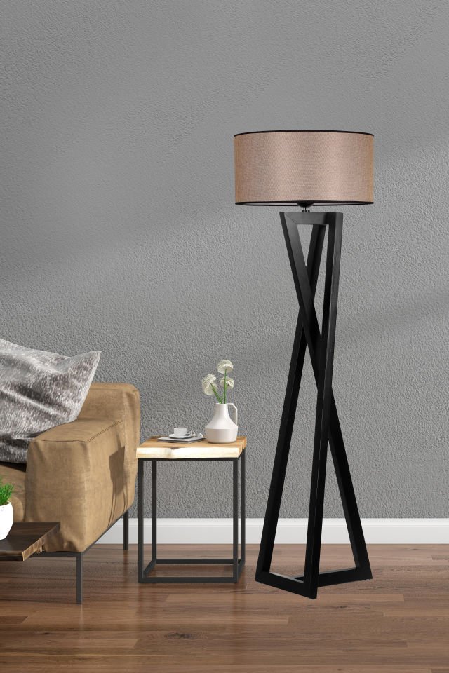 MAÇKA SİYAH SİLİNDİR KOYU HASIR ABAJURLU LAMBADER