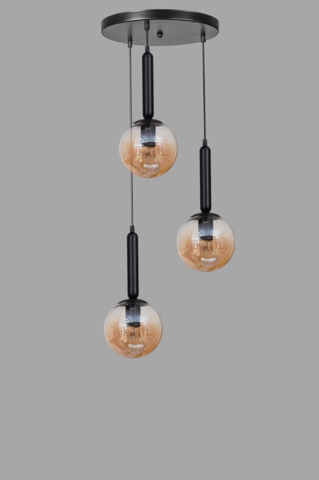 SEZGİ 3 LÜ TEPSİLİ SİYAH BAL CAMLI SARKIT