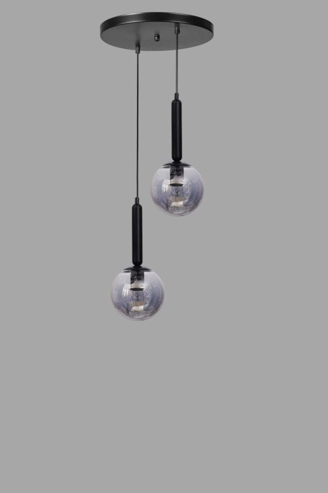 SEZGİ 2 Lİ TEPSİLİ SİYAH FÜME CAMLI SARKIT