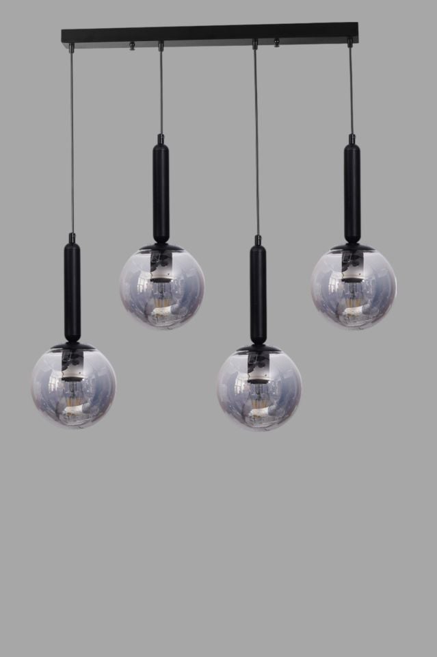 SEZGİ 4 LÜ SIRALI SİYAH FÜME CAMLI SARKIT