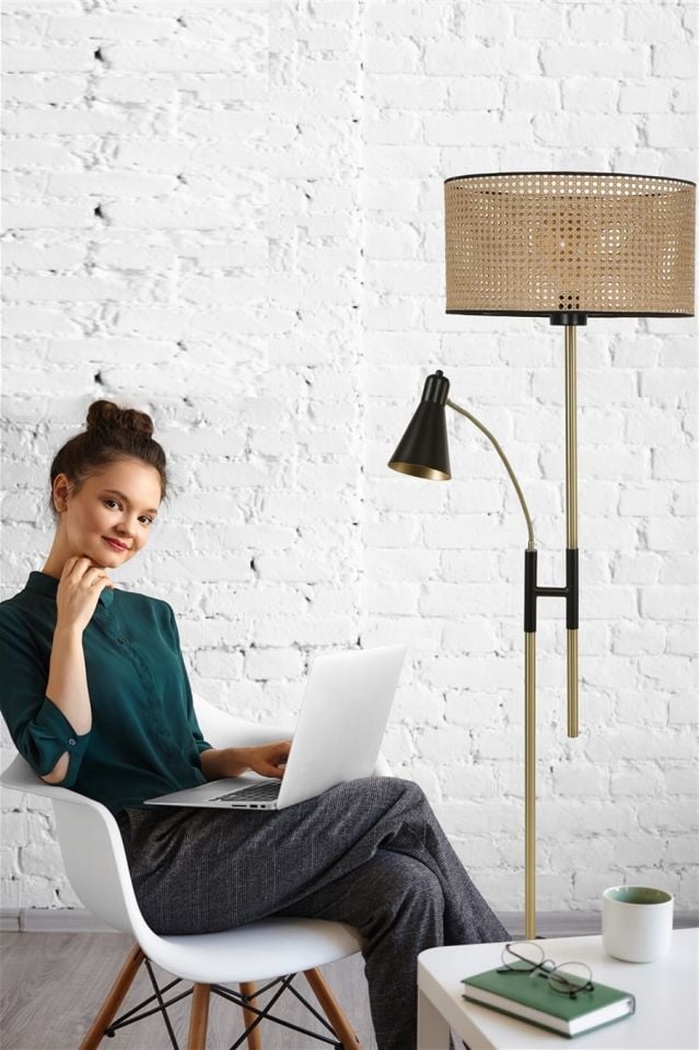 FORZA ESKİTME LAMBADER SİLİNDİR RATTAN ABAJURLU