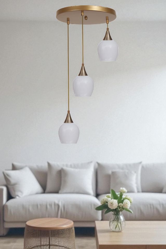 ENZO 3 LÜ TEPSİLİ ESKİTME BEYAZ CAMLI SARKIT