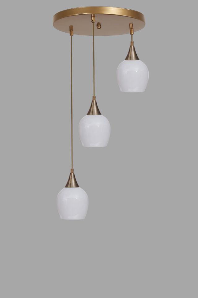 ENZO 3 LÜ TEPSİLİ ESKİTME BEYAZ CAMLI SARKIT