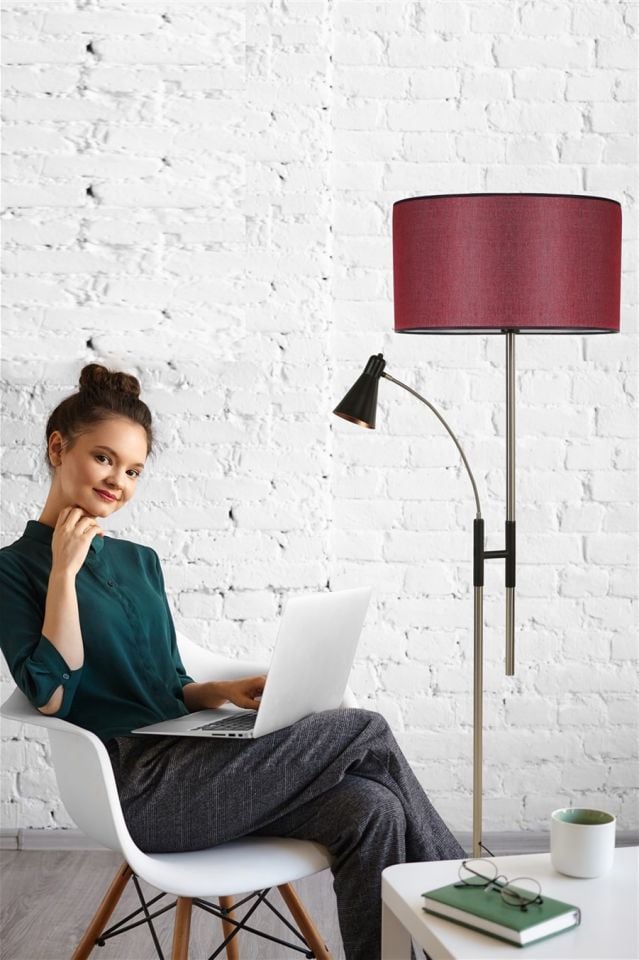 FORZA MAT KROM LAMBADER SİLİNDİR HASIR BORDO ABAJURLU