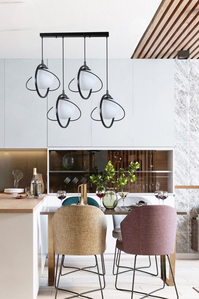 NEPAL 4 LÜ SIRALI SİYAH BEYAZ CAMLI SARKIT